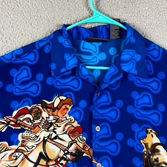 Vintage J/E/T Bold Graphic Button Up Shirt Men's M Jousting Horses Abstract - Picture 4 of 10